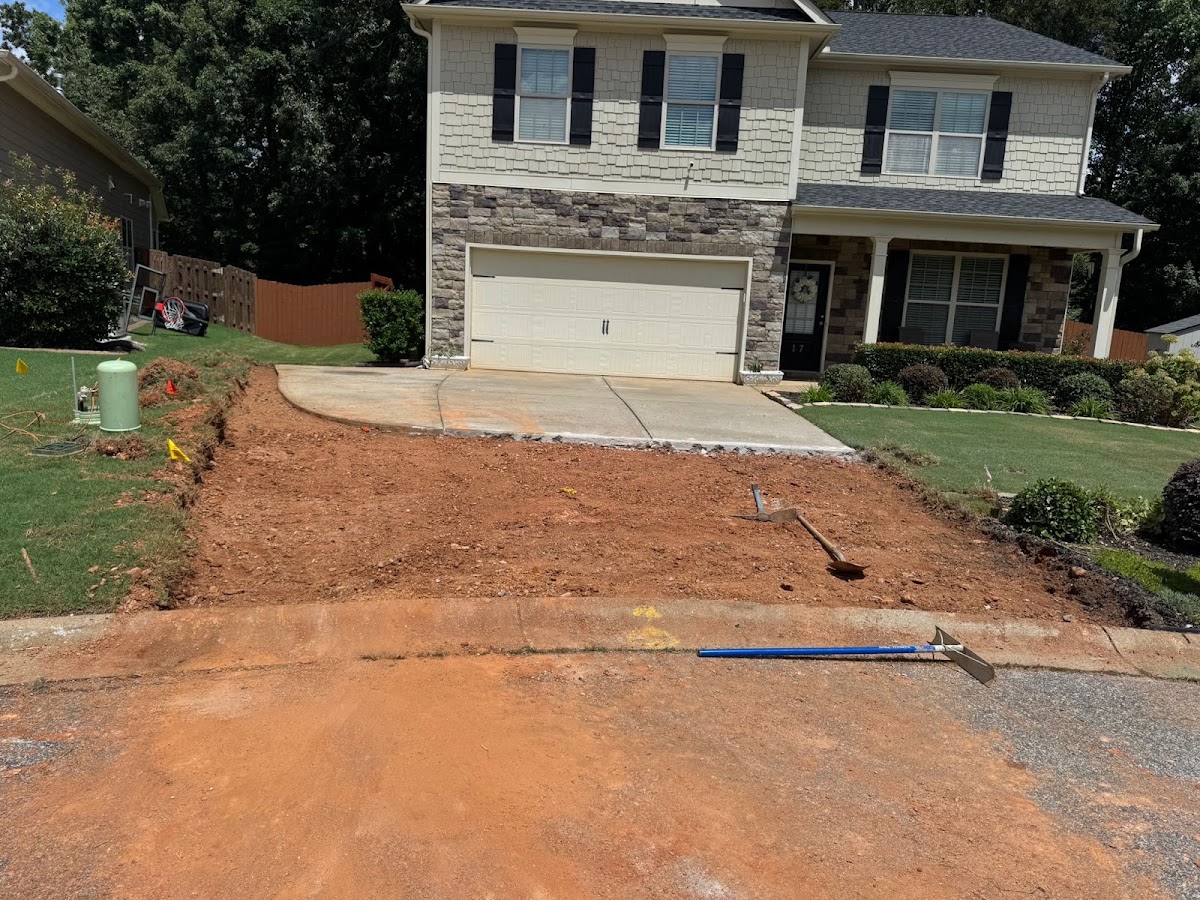 Driveway site graded and prepped before the concrete pour